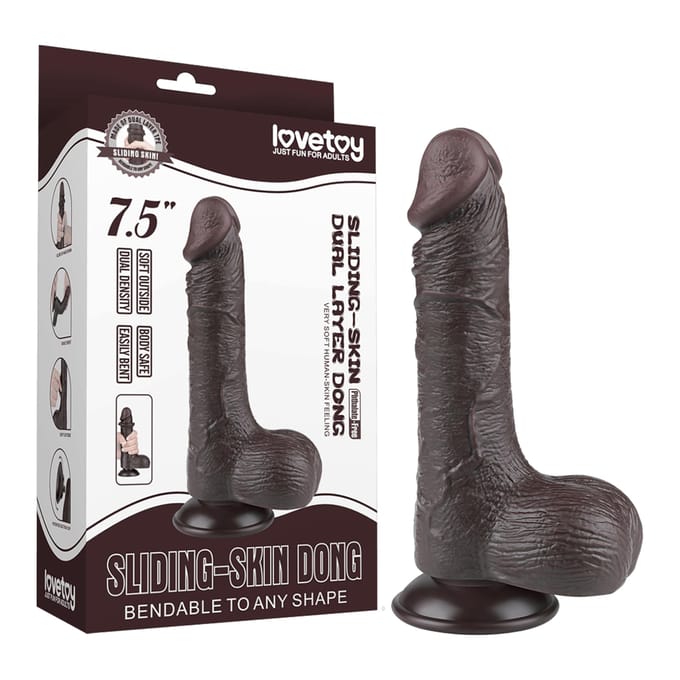 LoveToy - Aftrekbare dildo 19,5 cm (Ø 3,7 cm) - Zwart