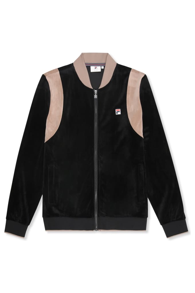 FILA Adriano Regular Velour Track Jacket Black-taupe Gray Größe: S | Bomberjacken Outlet | Herren | Grau