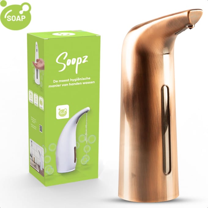Soopz Automatische Zeepdispenser – Koper – Copper Brushed Elegance – Zeeppompje met Bewegingssensor – Handzeep