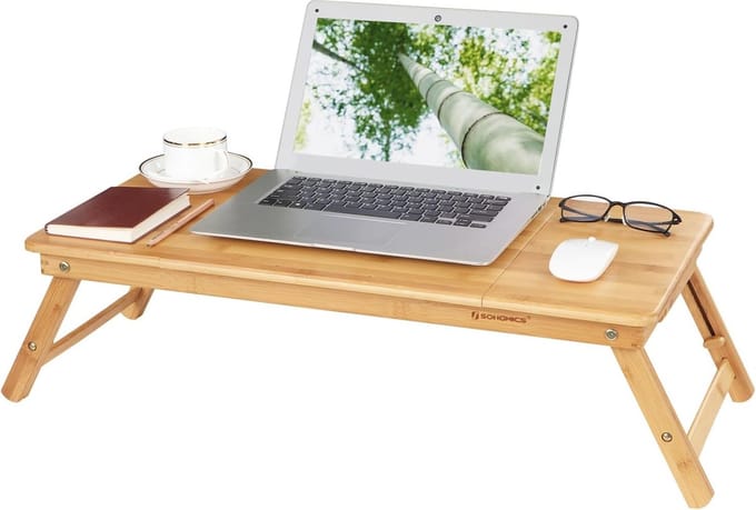 Inklapbare Laptoptafel - Verstelbare Bamboetafel met Ventilatiegaten voor Ergonomisch Werken