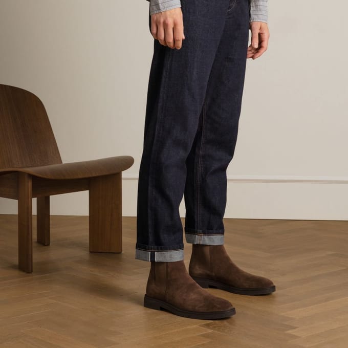 Manfield - Heren - Bruine suède chelsea boots - Maat 41