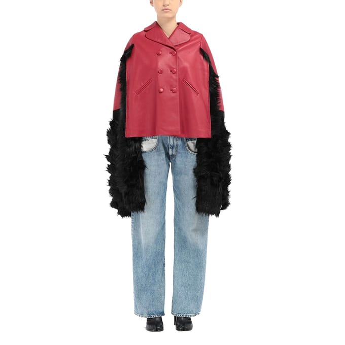 Maison Margiela leren capejas met imitatiebont