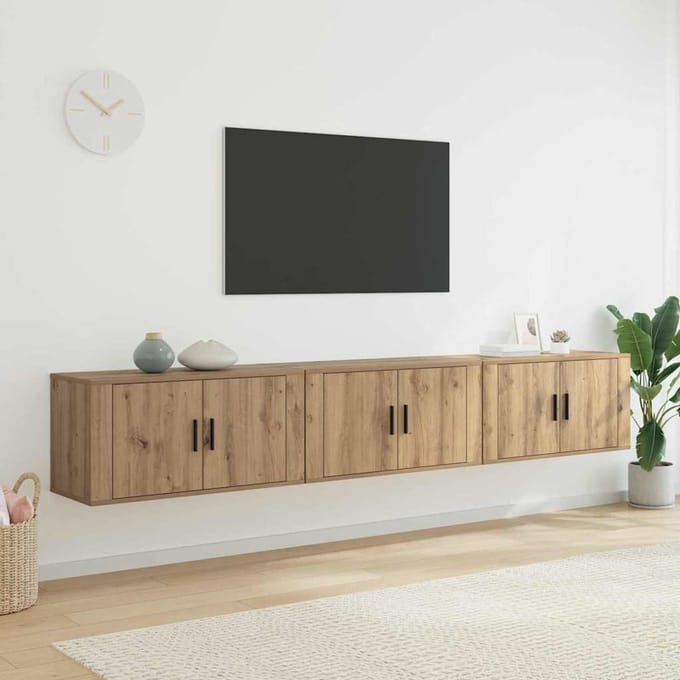 vidaXL Wandtv-kast Set 3 st 80 x 34,5 x 40 cm Artisan Eiken