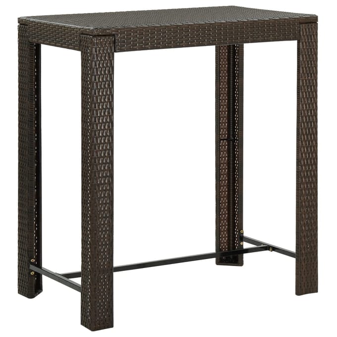 vidaXL - Tuinbartafel - 100x60,5x110,5 - cm - poly - rattan - bruin