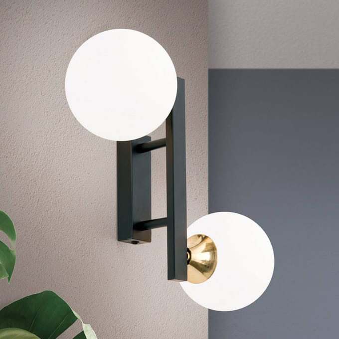 ORION Wandlamp Snowwhite met glasbol, zwart