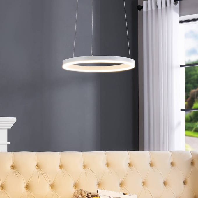 Arcchio LED hanglamp Albiona, wit, 1 ring, Ø 40 cm