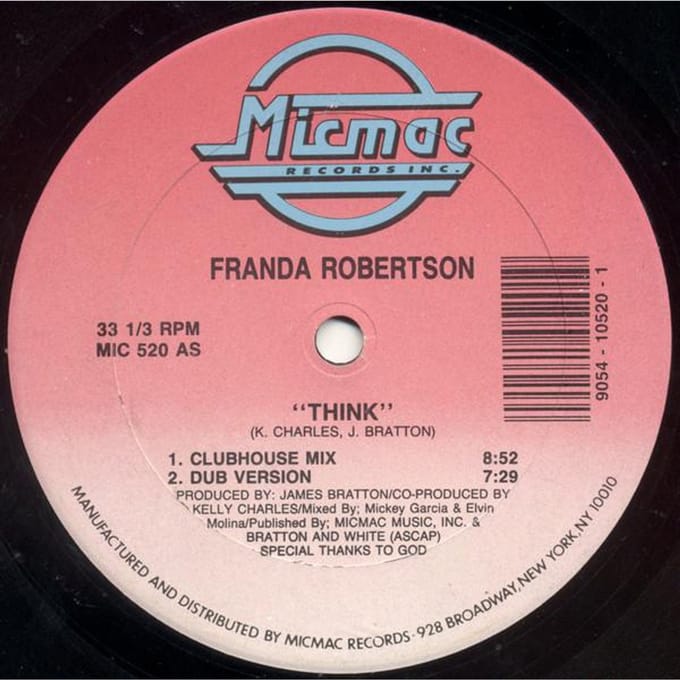 12-inch Plaat FRANDA ROBERTSON - Think MIC520 Micmac Records, 1989 VS Dance & Electronica Gebruikt gray
