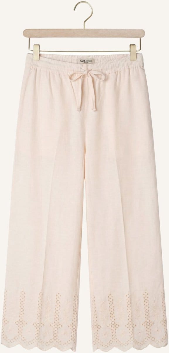Nono Sunet Pants With Embroidered Borders Broeken Meisjes - Beige - Maat 146/152