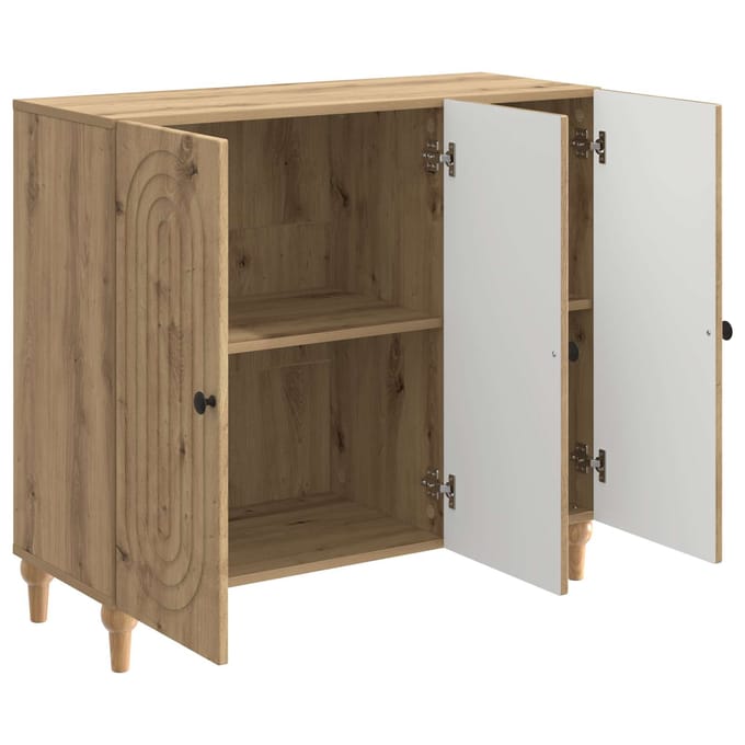 vidaXL - Dressoir - Artisanaal - eiken - 89 - x - 34,5 - x - 80 - cm - Bewerkt - hout
