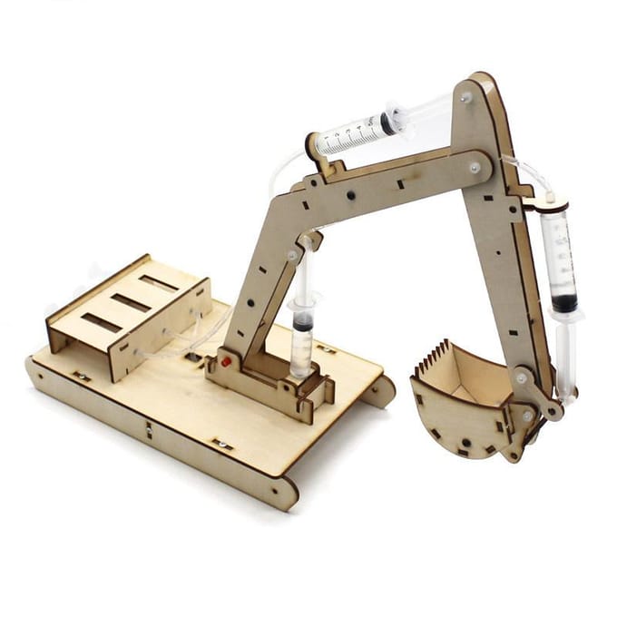 Modèle d'excavatrice hydraulique en bois DIY puzzle pour enfants jouet d'assemblage expérience scientifique en bois interaction parent-enfant