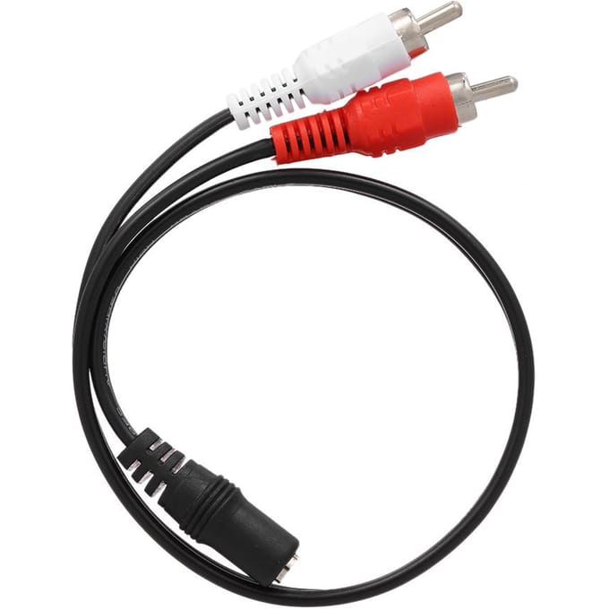 3,5 mm vrouwelijk naar 2 RCA mannelijk AUX vergulde stereo-audioadapter zwart