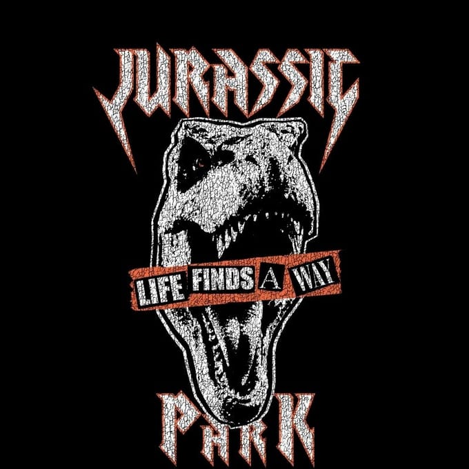 Jurassic Park Rex Punk Men's T-Shirt - Zwart - M