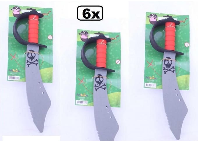 6x Piratenzwaard soft krom 43 cm