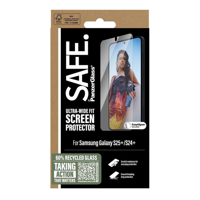 SAFE by PanzerGlass Ultra-Wide Fit Screenprotector incl. applicator voor de Samsung Galaxy S24 Plus