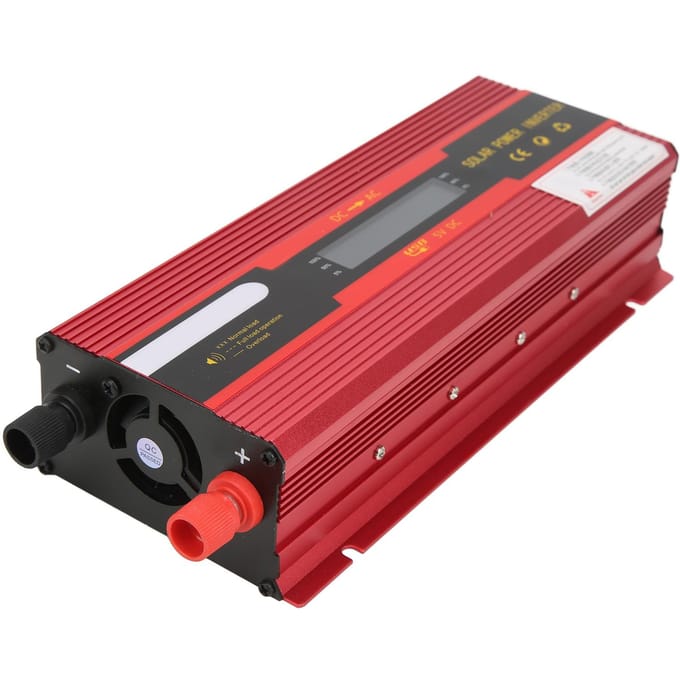 Rode Power Inverter DC12V 24V Input naar Stopcontacten 3000W Piek 8 Beveiligingen met LCD Scherm red