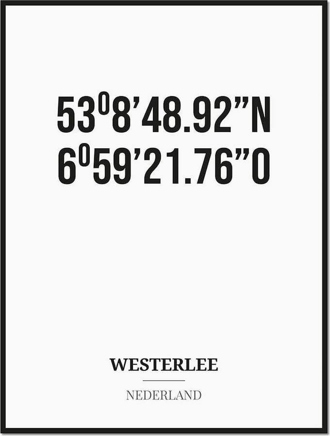 Poster/kaart WESTERLEE met coördinaten