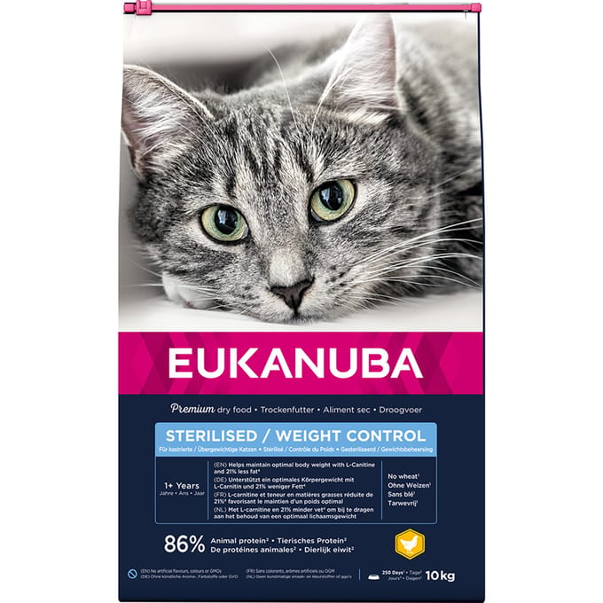 Eukanuba Kat Adult Overweight - Sterilised Kip - Lever 10 kg