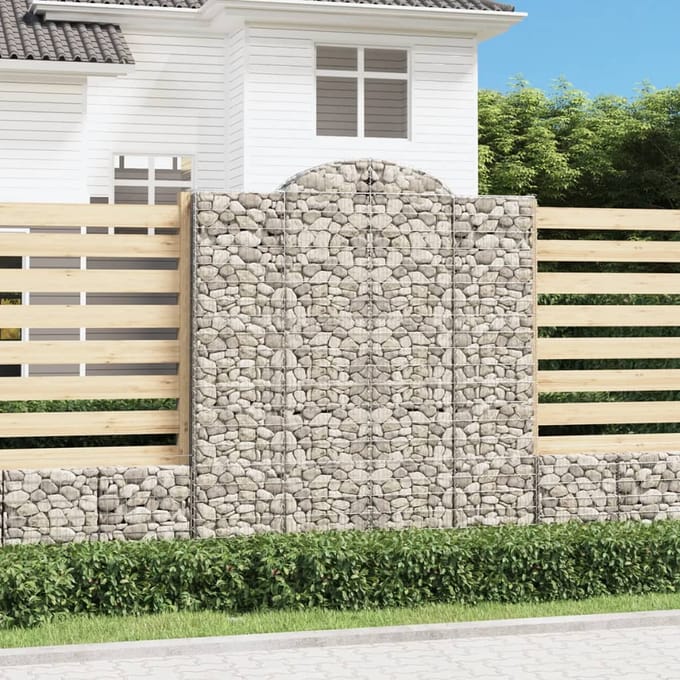 vidaXL - Schanskorven - 2 - st - gewelfd - 200x50x220/240 - cm - ijzer