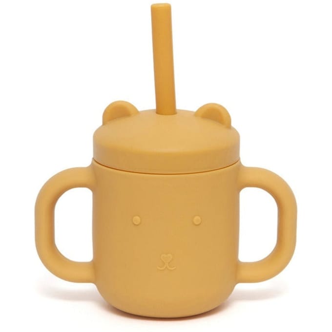Petit Monkey siliconen sippy cup met oren ochre