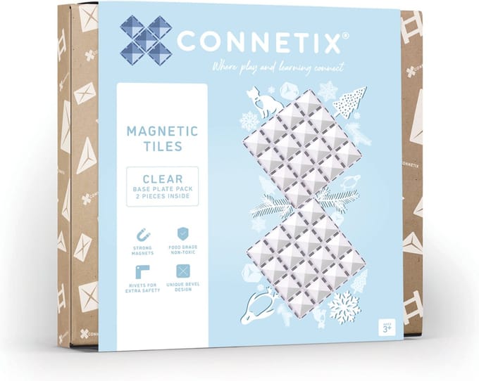 CONNETIX - Magnetisch Tegels - Transparante Basisplaat Pakket - 2 Stuks - Magnetisch Speelgoed
