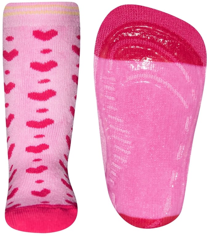Ewers antislip sokken Hartjes licht roze rood