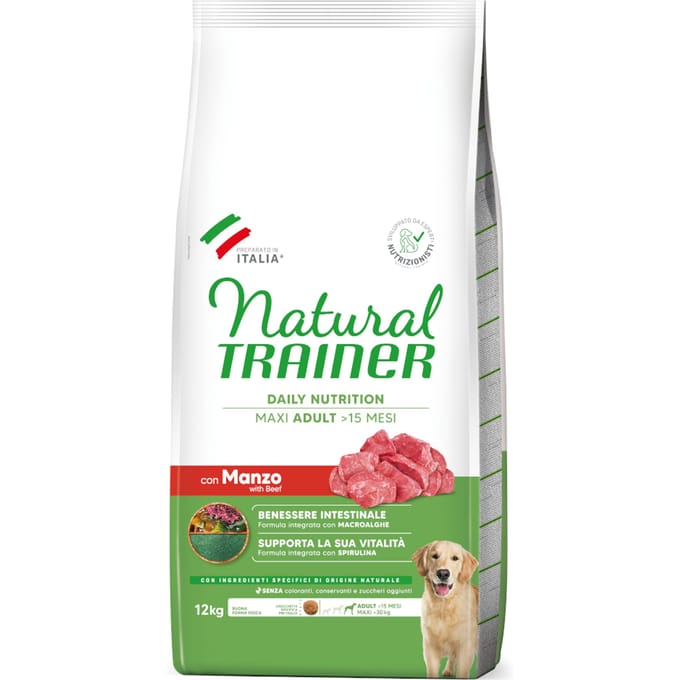 Natural Trainer Adult Maxi met rund - Dubbelpak: 2 x 12 kg