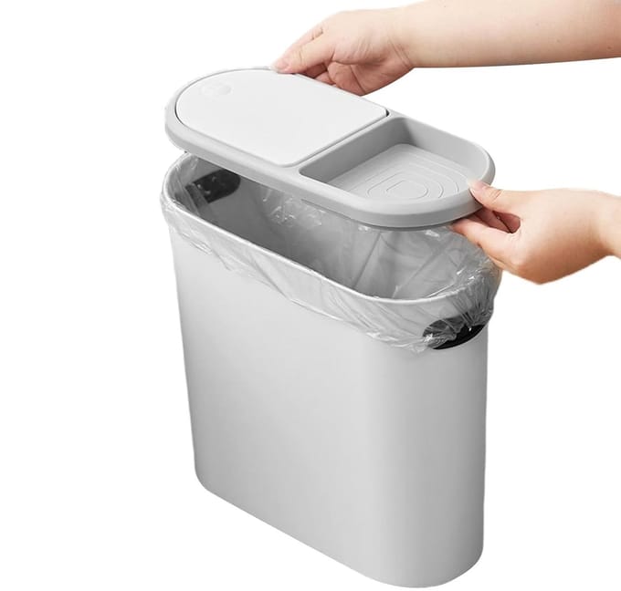 Keukenprullenbak - Afvalemmer - Hygiënisch Afval - Drukdeksel - 10 Liter