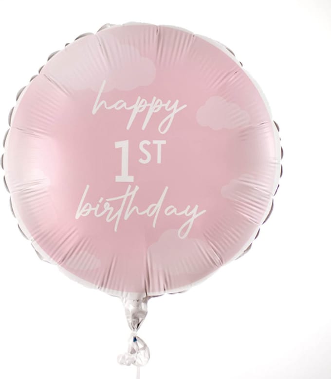 Ginger Ray - Roze folieballon happy 1st birthday - 45 cm