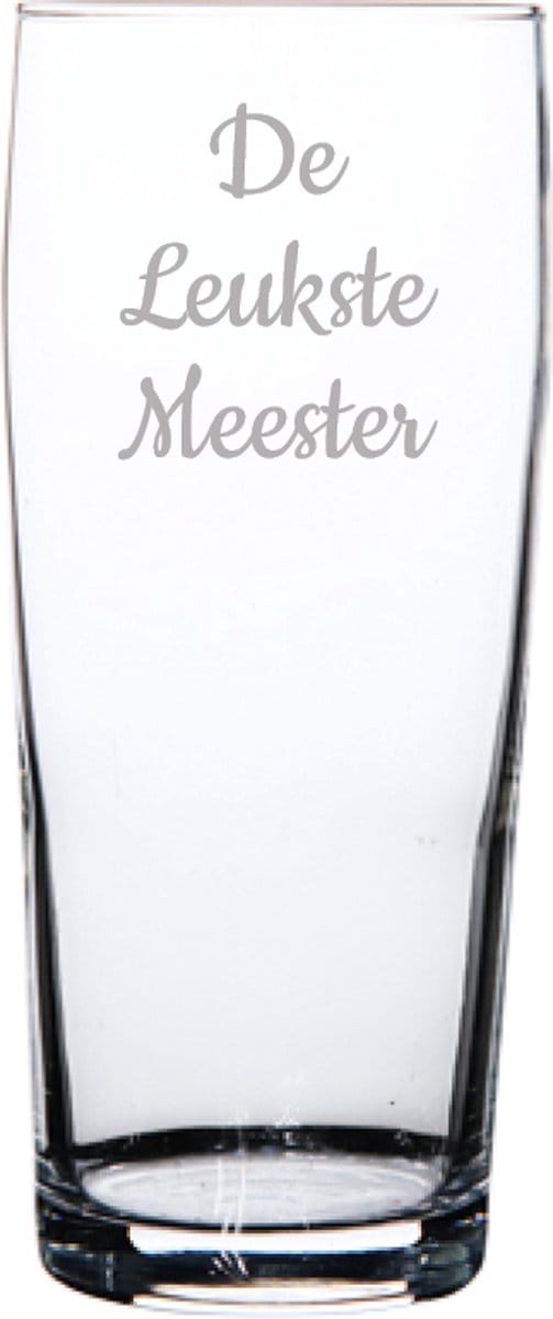 Gegraveerde bierfluitje 19cl De Leukste Meester