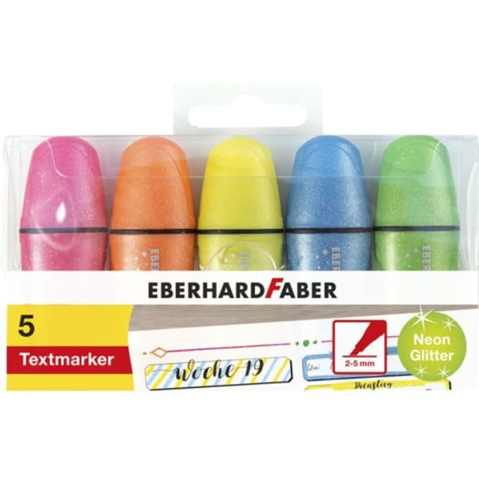 Eberhard Faber markeerstift - mini - 5 stuks - glitter neon - EF-551408