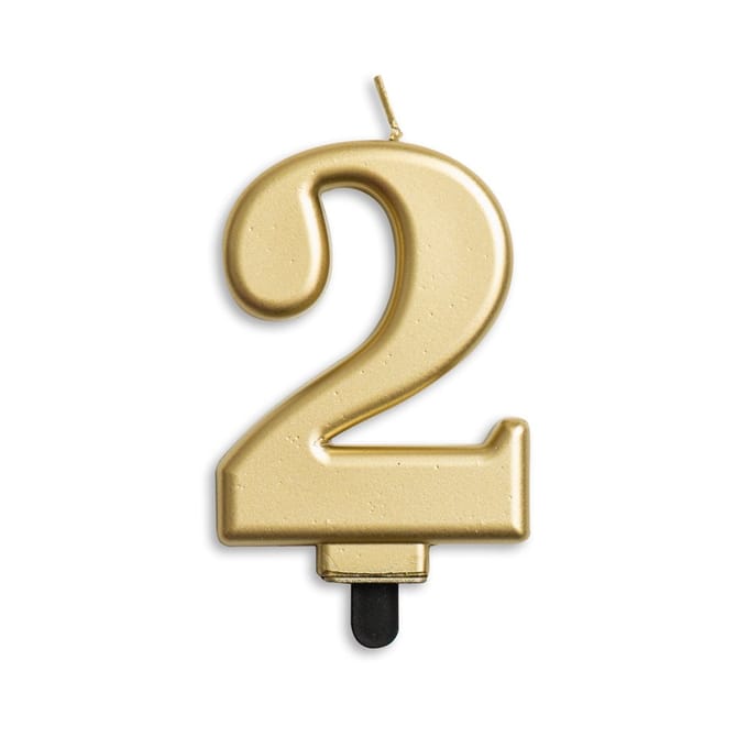 Wefiesta Verjaardagskaars Cijfer 2 Wax 7,8 Cm Goud