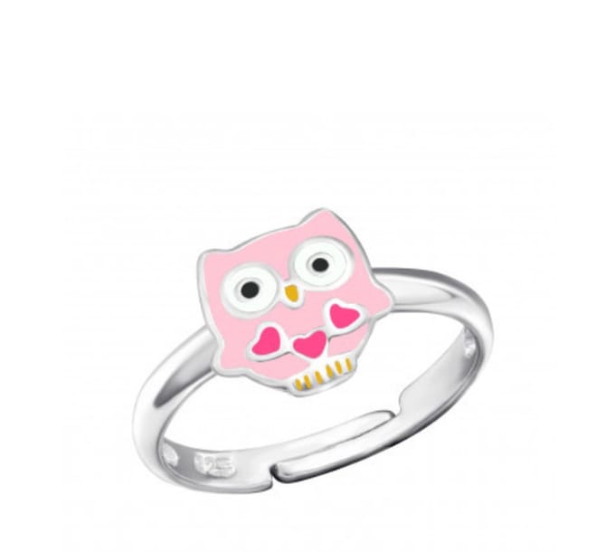 Kinderring - Uil Roze - Echt Zilver - Ring - Cadeau - Verjaardag - Communie