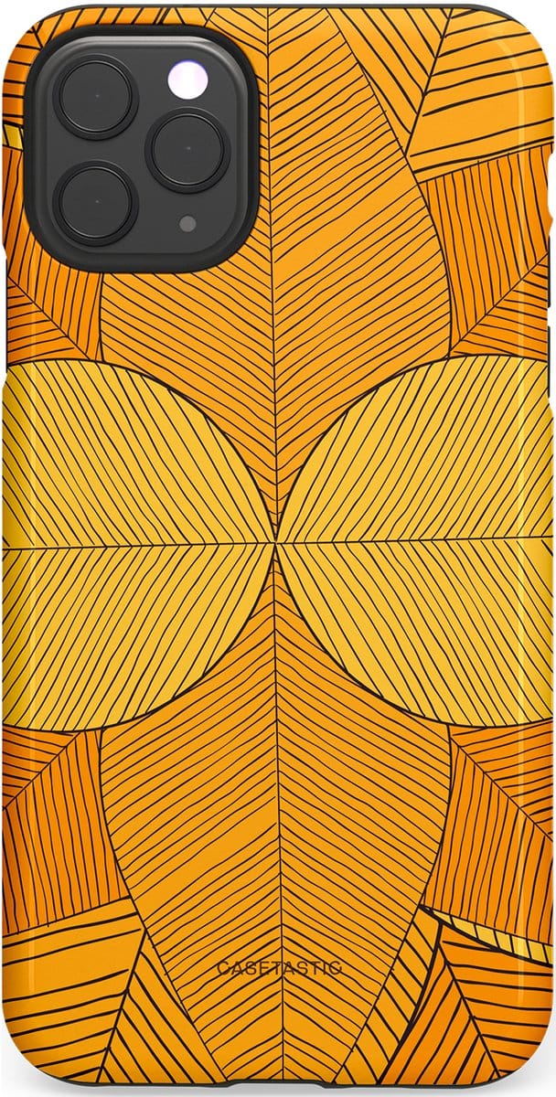Casetastic hoesje geschikt voor Apple iPhone 11 Pro Max - Dubbellaagse bescherming - Rasterblad - Fashion Case - Okergeel Oranje
