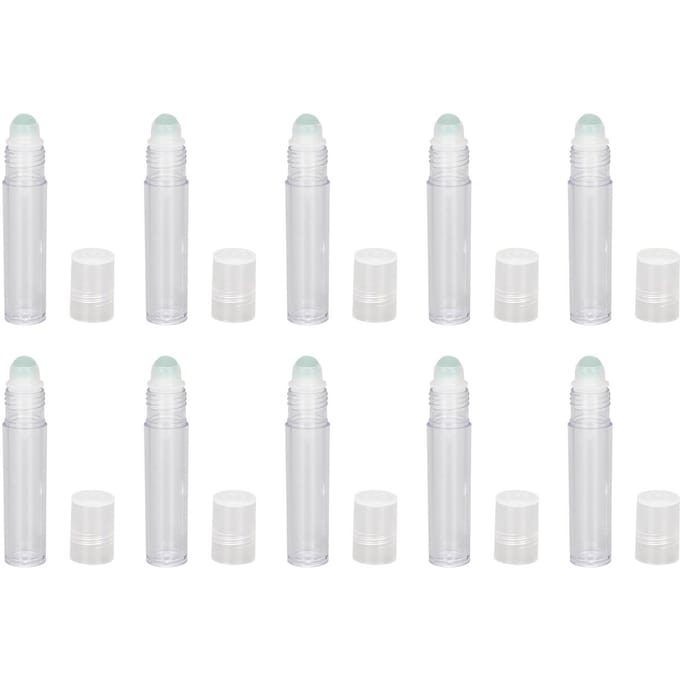 10pcs Flacon Roll-on 7ML Plastique Voyage Portable Vide Rechargeable Parfum Huile Essentielle Roller white