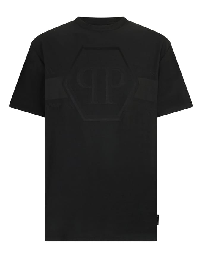 Round Neck T-Shirt Jacquard Hexagon Line