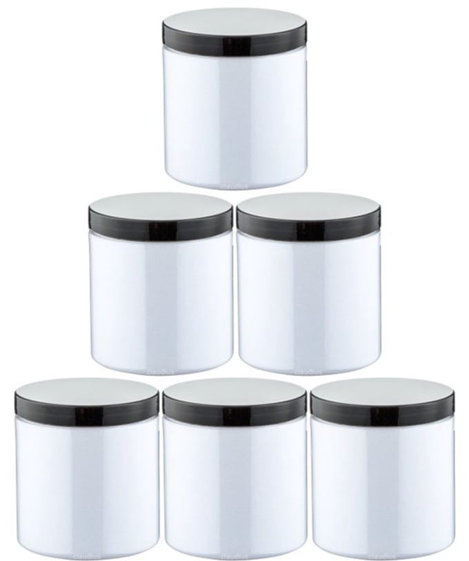 Scrubzout Perzik 300 gram - Pot met zwarte deksel - set van 6 stuks - Hydraterende Lichaamsscrub
