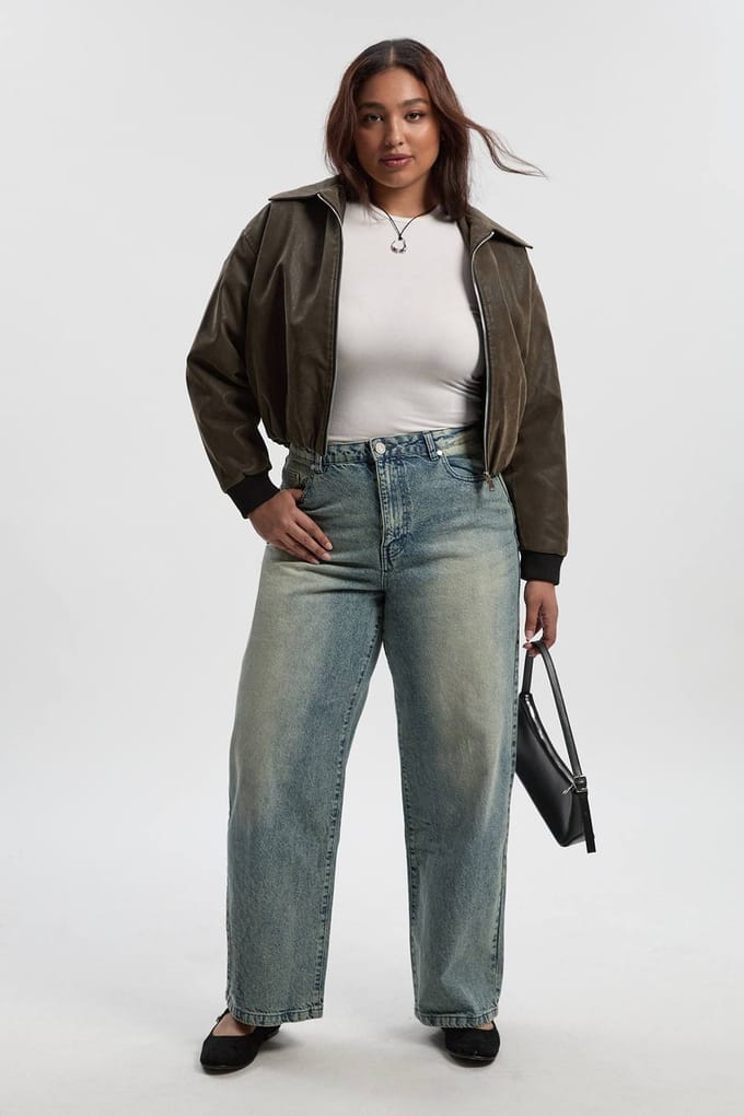 boohoo Dames Plus Basics Hoge Taille Boyfriend Jeans | Ice Blue | Maat: 28