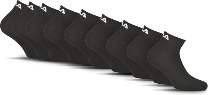 FILA Logo op de hiel Enkelsokken - Maat 35/38 - 9 Pack - Zwart
