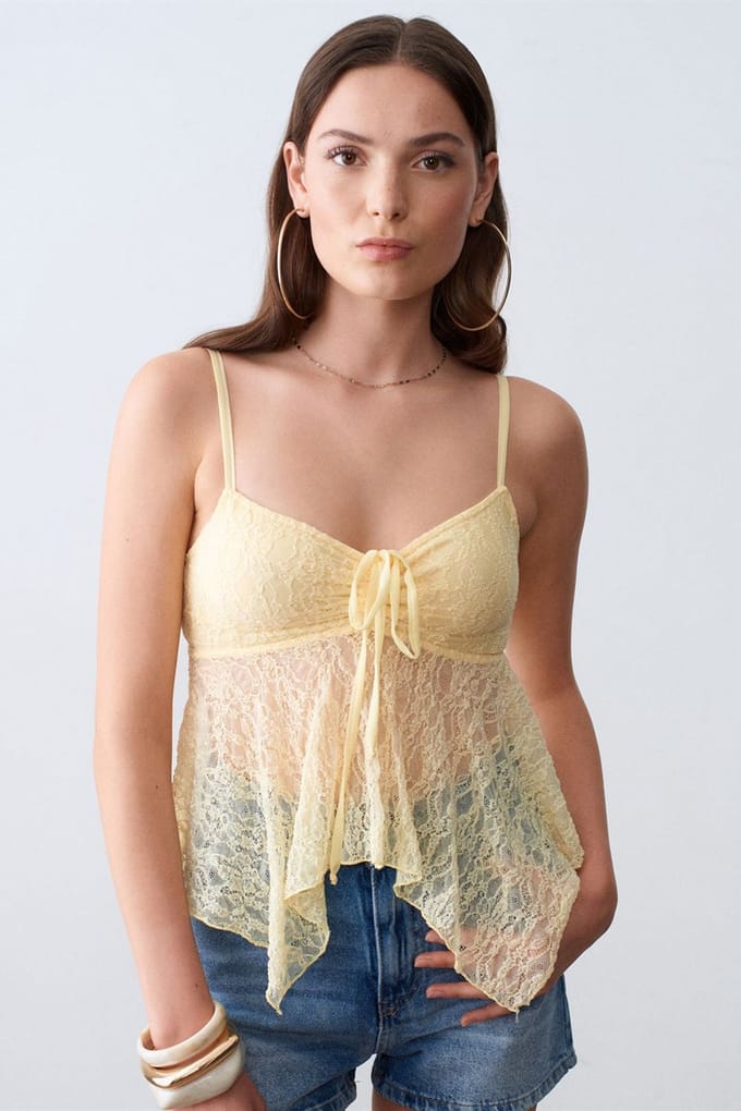 Kant strikvoorzijde mouwloze blouse