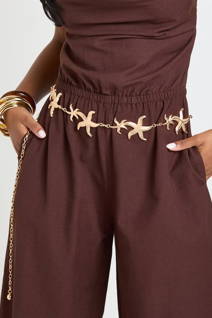 boohoo Dames Zeester Detail Ketting Riem | Goud