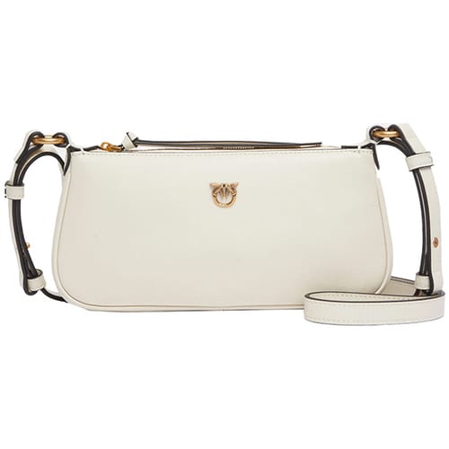 PINKO schoudertas Half Moon Horizontal Mini Vite White + White + Antique Gold wit