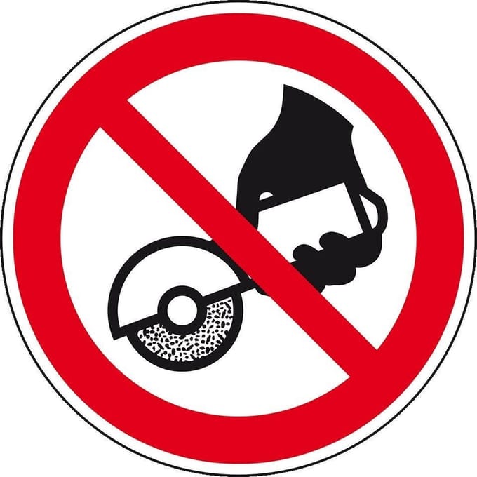 Verboden handmatig te slijpen sticker - ISO 7010 - P034 400 mm