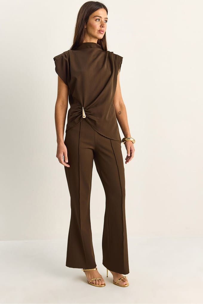 Hoge Taille Flared Leg Co-ord Set