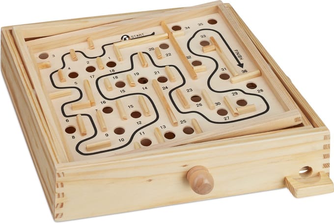 houten doolhof spel - met 2 balletjes - vanaf 3 jaar - behendigheidsspel - balansspel