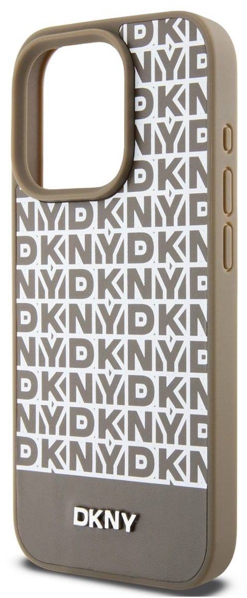 DKNY Repeat Bottom Stripe Back Case (MagSafe Compatible) - Geschikt voor Apple iPhone 13 Pro Max (6.7") - Bruin