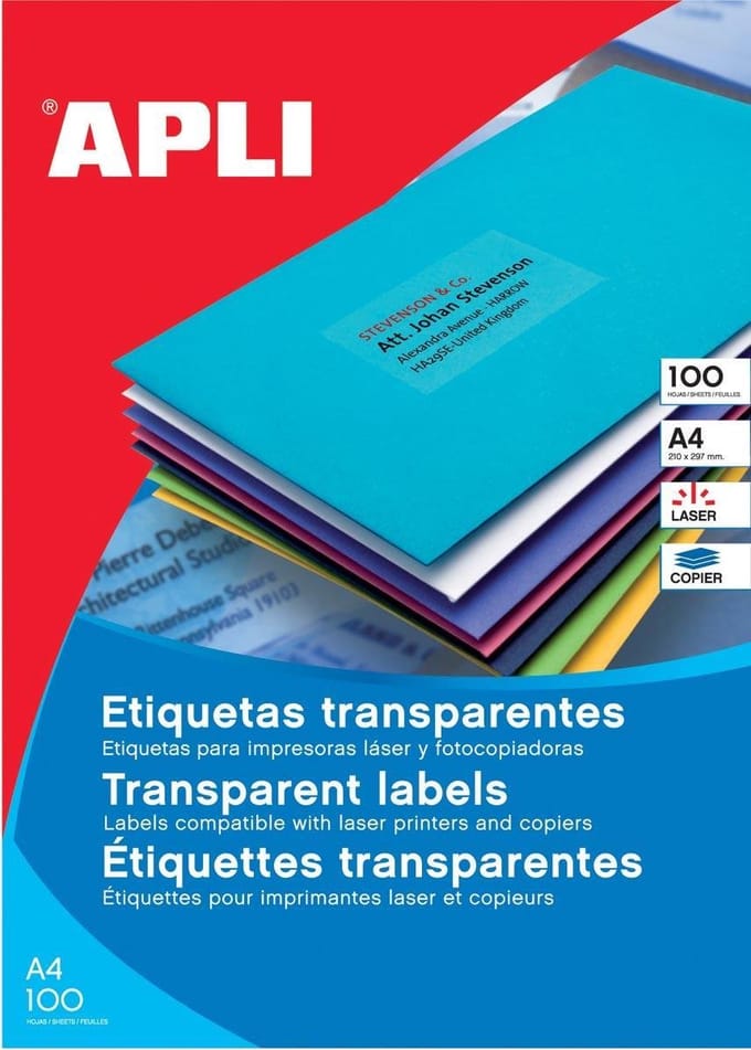 Transparante etiketten Apli - 70 x 37 mm - 480 stuks  (24 per blad)