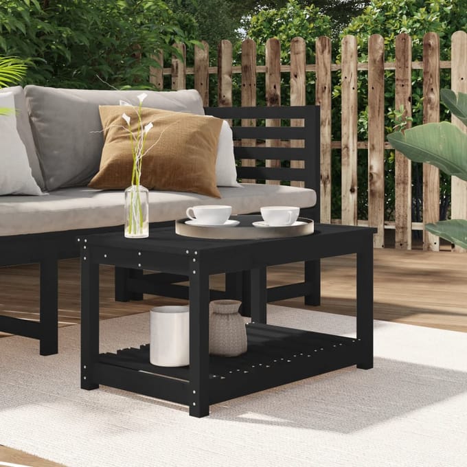 vidaXL - Tuintafel - 82,5x50,5x45 - cm - massief - grenenhout - zwart