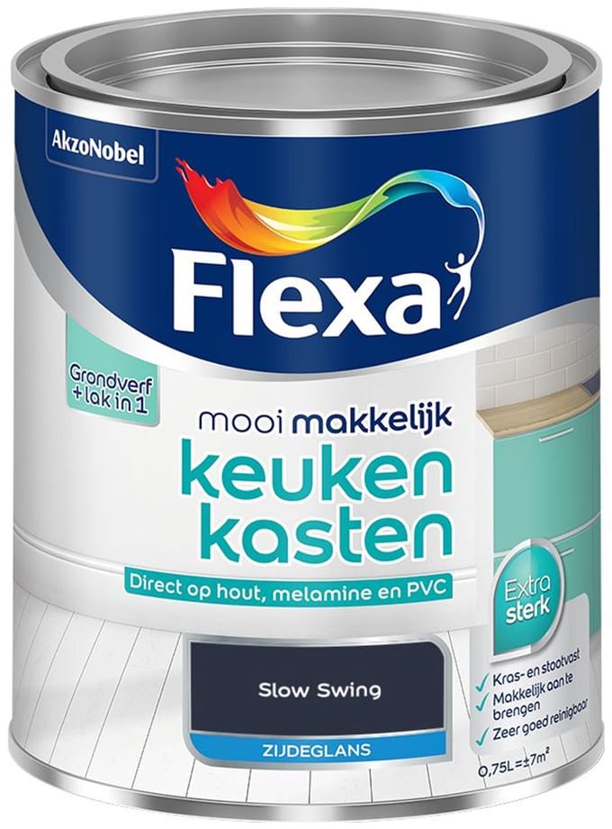 Flexa - Mooi Makkelijk Keukenkasten Zijdeglans - Slow Swing - Mengverf - 750 Ml