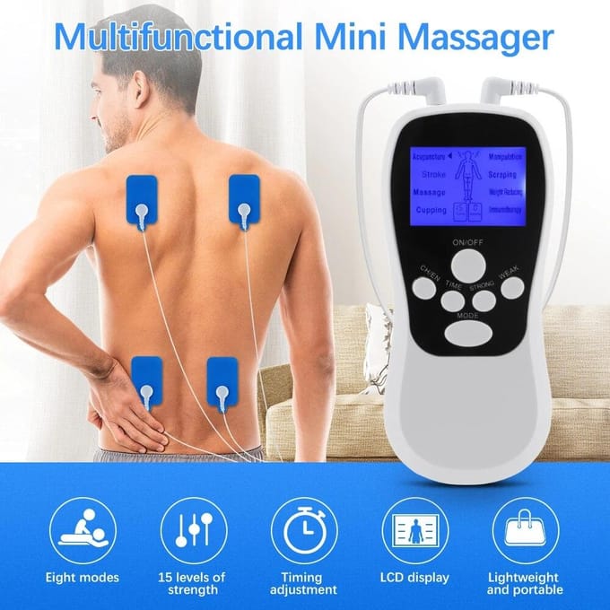 8-Modus EMS Elektrische Spierstimulator Acupunctuur Lichaamsmassage Digitale Therapie Massageapparaat Spierstimulator Elektrostimulator CN wit