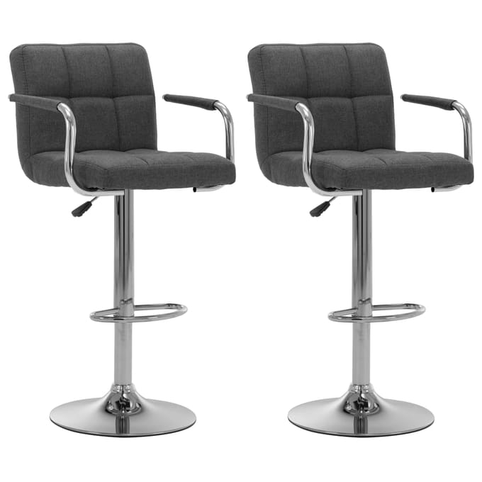 vidaXL - Barstoelen - 2 - st - stof - donkergrijs